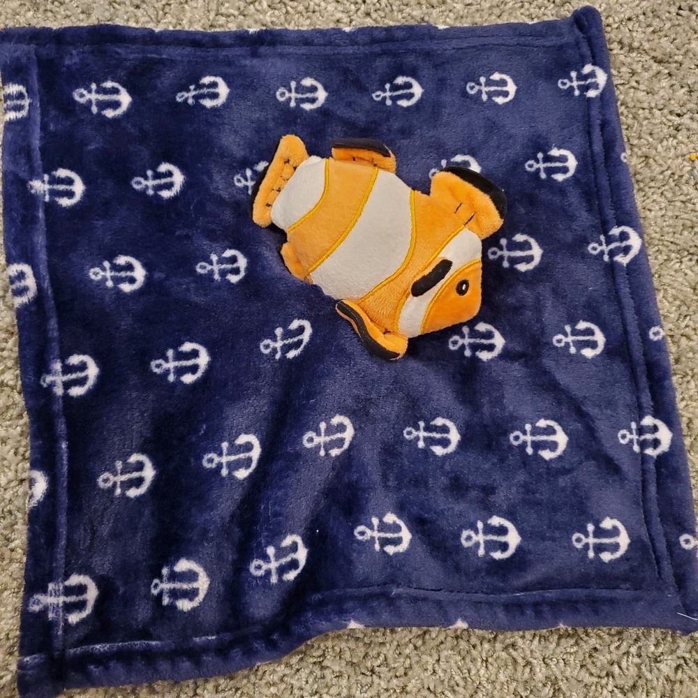 HB Hudson Baby Clown Fish Anchor Security Blanket‎ Plush Toy Lovey